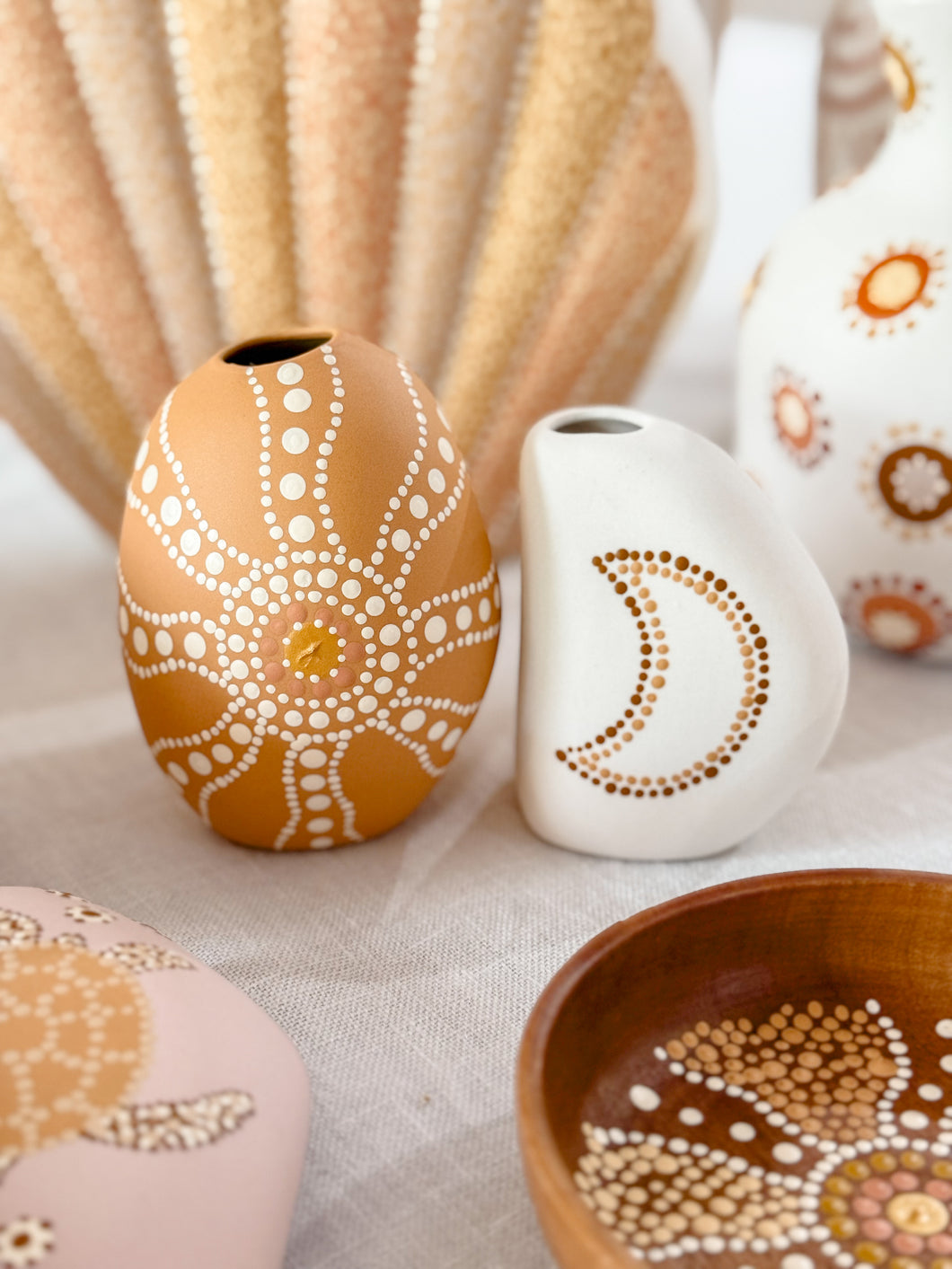 Sun + Moon Mini Vessel Set - Mustard/White